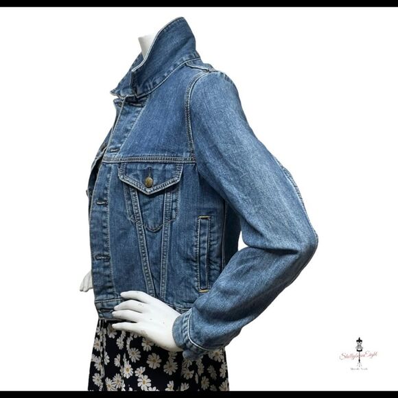 MOUSSY VINTAGE Jeans Denim Trucker Jacket Appliques New York Paris Bad A** S - Picture 11 of 13